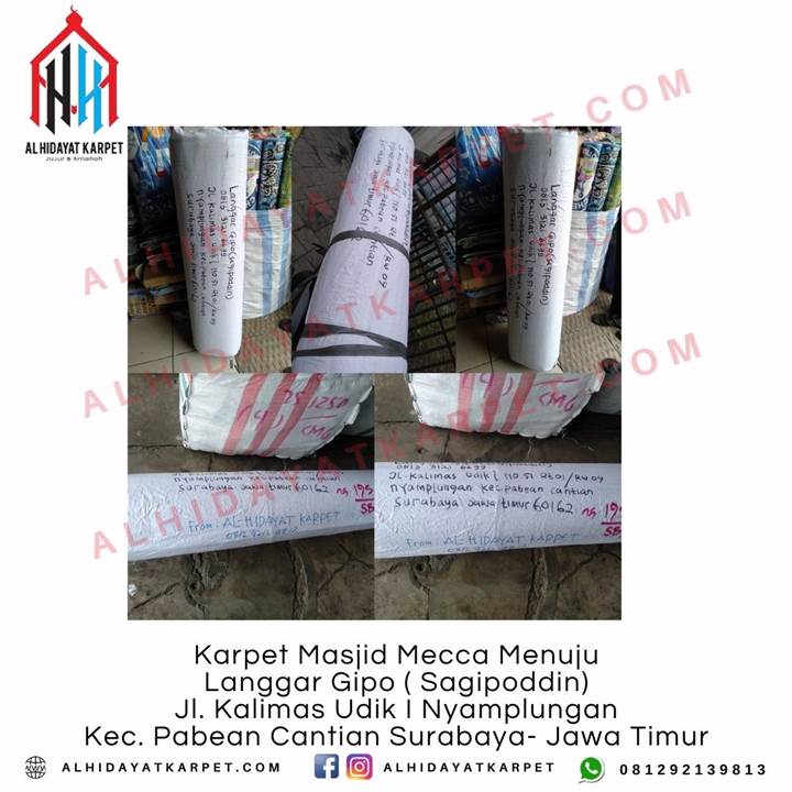 Pengiriman Karpet Masjid Mecca Menuju Langgar Gipo ( Sagipoddin) Jl. Kalimas Udik I No.51, RT.001/RW.09, Nyamplungan, Kec. Pabean Cantian, Kota SBY, Jawa Timur