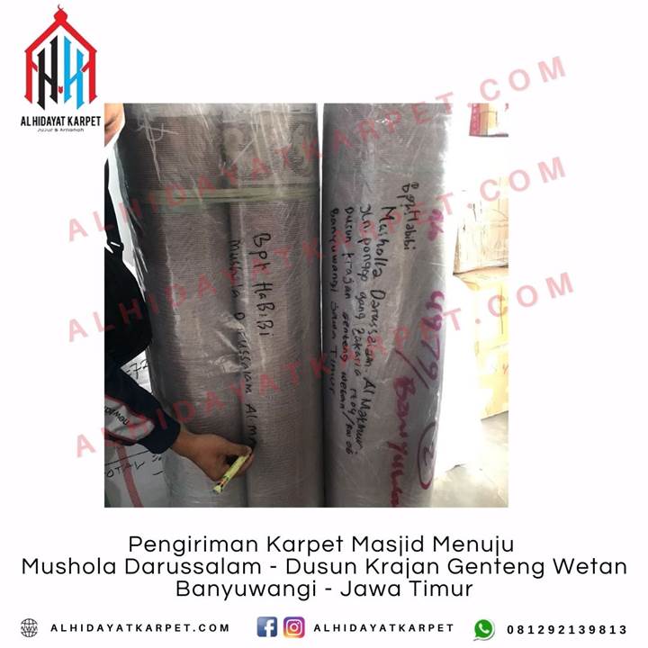 Pengiriman Pengiriman Karpet Masjid Menuju Mushola Darussalam - Dusun Krajan Genteng Wetan Banyuwangi - Jawa Timur