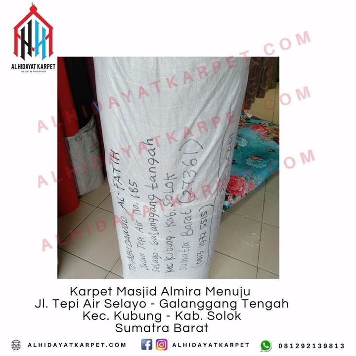 Pengiriman Karpet Masjid Almira Menuju Jl. Tepi Air Selayo - Galanggang Tengah Kec. Kubung - Kab. Solok Sumatra Barat