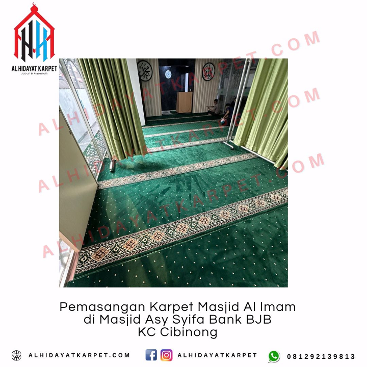 Pemasangan Karpet Masjid Al Imam di Masjid Asy Syifa Bank BJB KC Cibinong