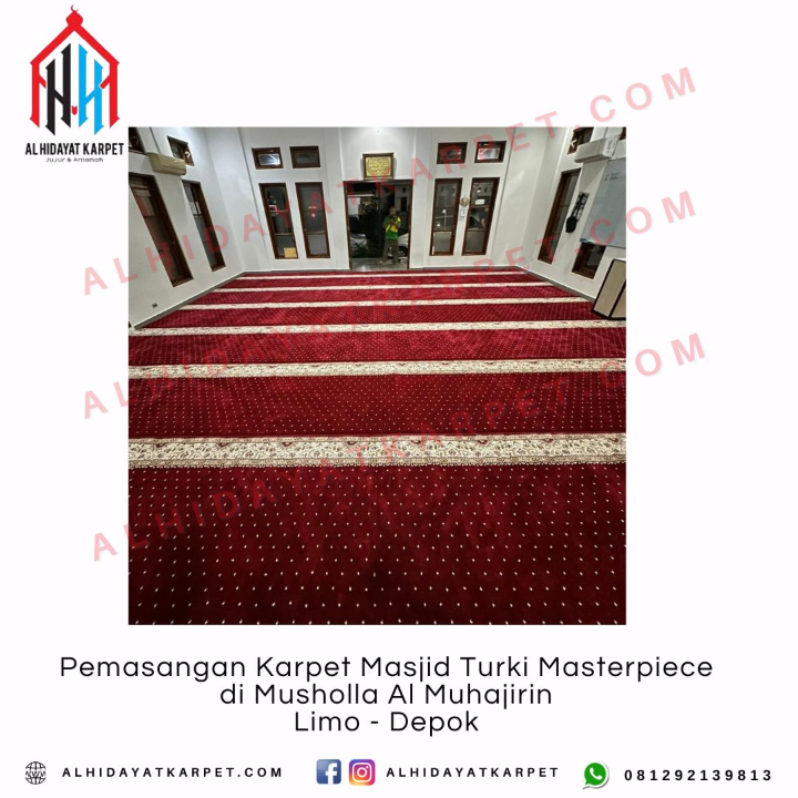Pemasangan Karpet Masjid Turki Masterpiece di Musholla Al Muhajirin Limo - Depok